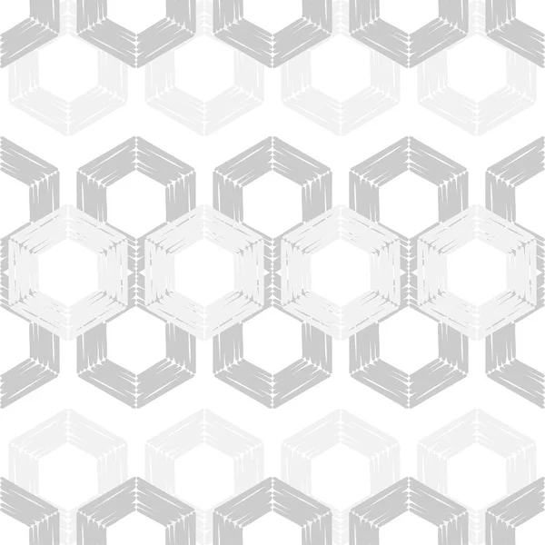 Modèle Géométrique Abstrait Sans Couture Formes Hexagones Texture Mosaïque Brushwork — Image vectorielle