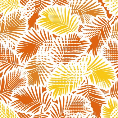 Dekoratif yaprakları ile sorunsuz arka plan. Tropikal palmiye yaprakları. Tropikal orman. Puan. Duvar kağıdı, tekstil, ambalaj, web sayfası arka planı davetiye, için kullanılabilir.