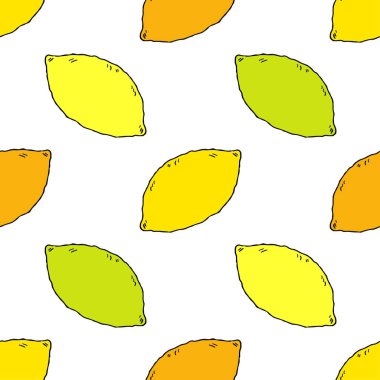 Dekoratif limon ile Seamless modeli. Sevimli çizgi. Yaz bahçesi. Çalışmaları. Kuluçkalık ver. Doodle. Vektör çizim. Duvar kağıdı, tekstil, ambalaj, web sayfası arka planı davetiye, için kullanılabilir.