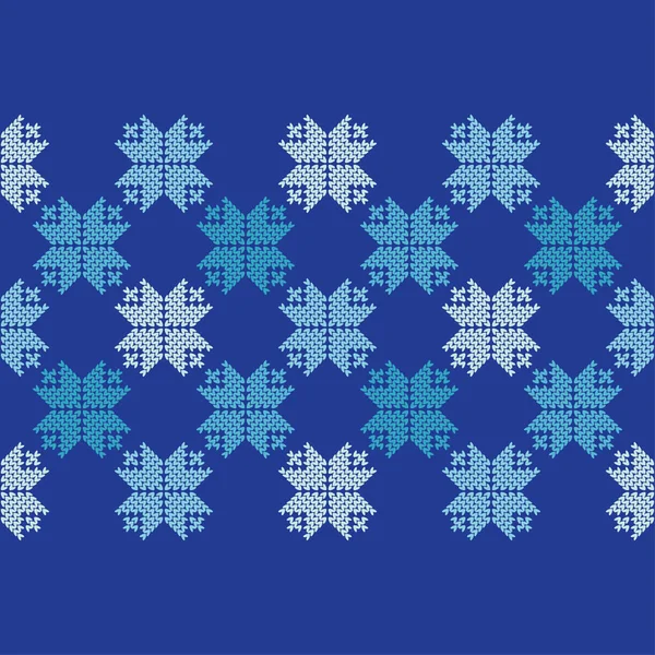 Вязаные Норвежские Снежинки Бесшовный Векторный Фон Народные Мотивы Зимняя Картина — стоковый вектор