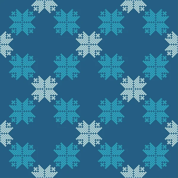 Вязаные Норвежские Снежинки Бесшовный Векторный Фон Народные Мотивы Зимняя Картина — стоковый вектор