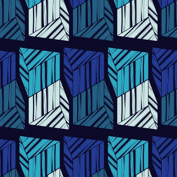 Sömlös Abstrakta Geometriska Mönster Kuber Penseldrag Hand Kläckning Klotter Textur — Stock vektor
