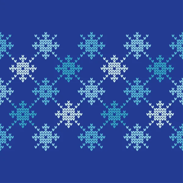 Knitted Norwegian Snowflakes Seamless Vector Background Folk Motives Winter Pattern — Stock Vector