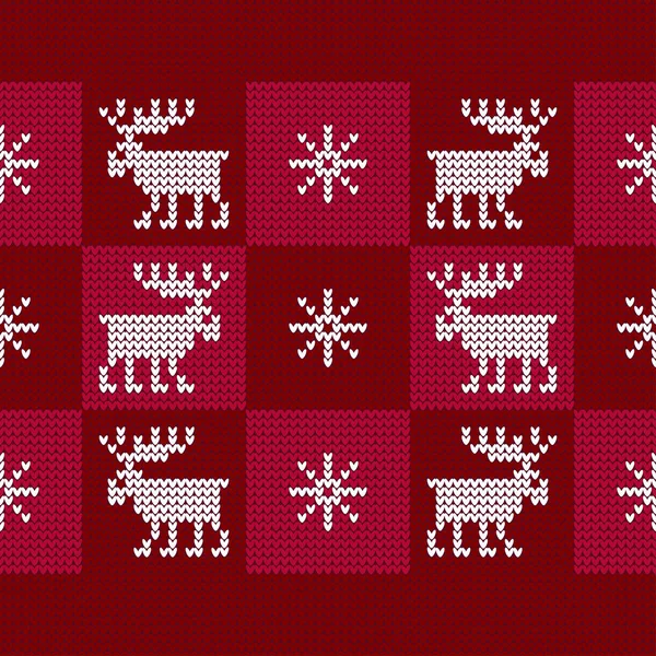Ren geyiği ile örme kazak. Sorunsuz vektör arka plan. Noel desen. Duvar kağıdı, tekstil, ambalaj, web sayfası arka planı davetiye, için kullanılabilir.
