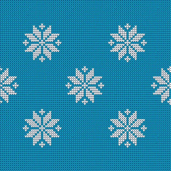 Knitted Norwegian Snowflakes Seamless Vector Background Folk Motives Winter Pattern — Stock Vector