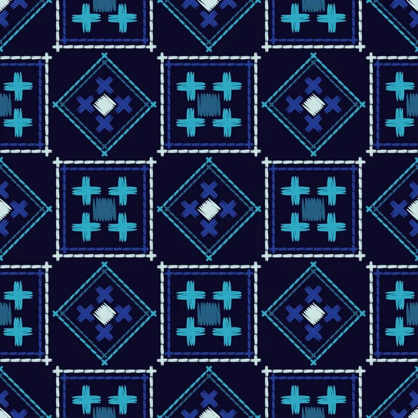 Modèle Sans Couture Boho Ethnique Broderie Sur Tissu Ornement Traditionnel — Image vectorielle