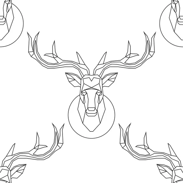 多边形向量鹿头 无缝的背景 用于设计的图形元素 可用于墙纸 纺织品 邀请卡 网页背景 — 图库矢量图片
