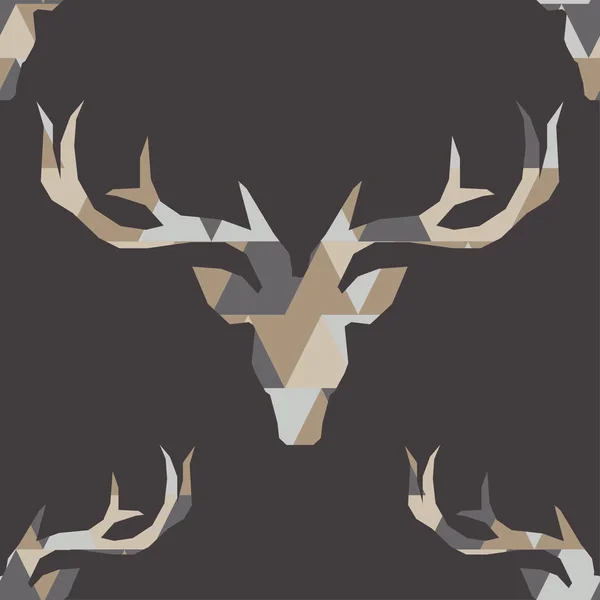 Polygonal Vector Deer Head Seamless Background Graphic Element Design Can — Stock Vector