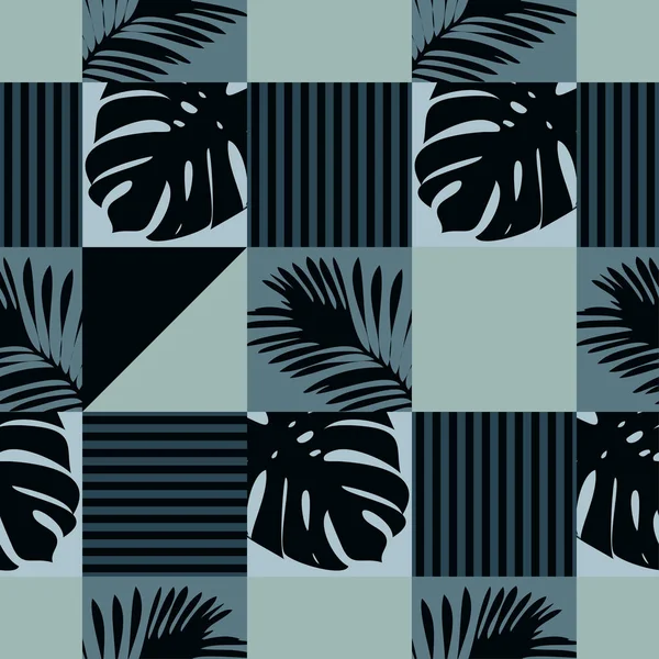 Sfondo Senza Cuciture Con Foglie Decorative Foglie Palma Tropicale Sfondo — Vettoriale Stock