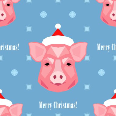 Bir domuz poligonal Başkanı. Yıl sembolü. Sorunsuz arka plan. Tasarım için grafik öğe. Duvar kağıdı, tekstil, ambalaj, web sayfası arka planı davetiye, için kullanılabilir.