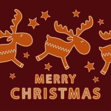 Gingerbread kahverengi bir arka plan üzerinde. Noel gingerman. Sevimli çizgi. Duvar kağıdı, tekstil, ambalaj, web sayfası arka planı davetiye, için kullanılabilir.