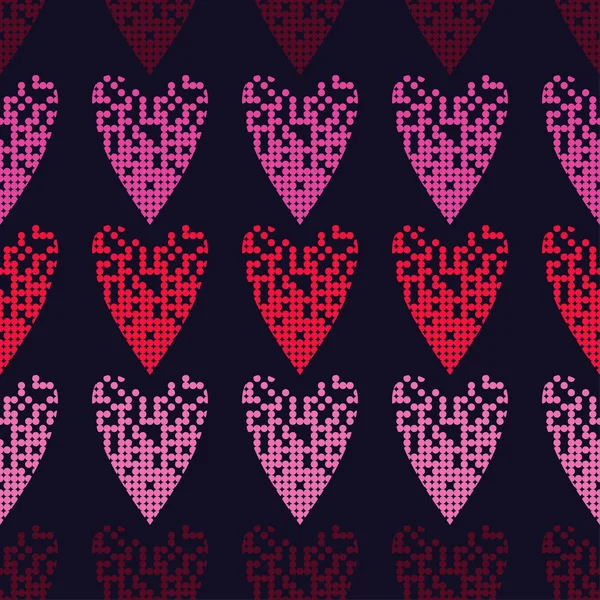 Patrón Sin Costuras Con Corazones Decorativos Corazones Puntos Día San — Vector de stock