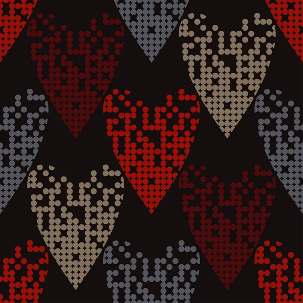 Nahtloses Muster Mit Dekorativen Herzen Herzen Aus Punkten Valentinstag Vektorillustration — Stockvektor