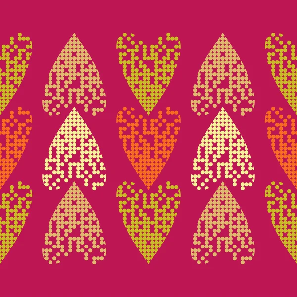 Nahtloses Muster Mit Dekorativen Herzen Herzen Aus Punkten Valentinstag Vektorillustration — Stockvektor