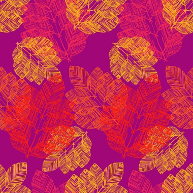 Dekoratif yaprakları ile sorunsuz arka plan. Çalışmaları. Kuluçkalık ver. Çiçek mozaik. Duvar kağıdı, tekstil, ambalaj, web sayfası arka planı davetiye, için kullanılabilir.