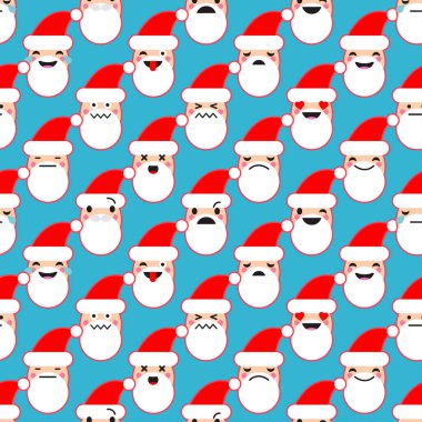 Noel baba duygular ile sorunsuz geçmiş. Sevimli çizgi. Vektör çizim. Duvar kağıdı, tekstil, ambalaj, web sayfası arka planı davetiye, için kullanılabilir.