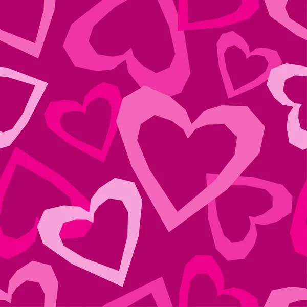 装飾的な心とのシームレスなパターン バレンタインの日 ベクトルの図 テキスタイル 招待カード ラッピング Web ページの背景に使用できます — ストックベクタ