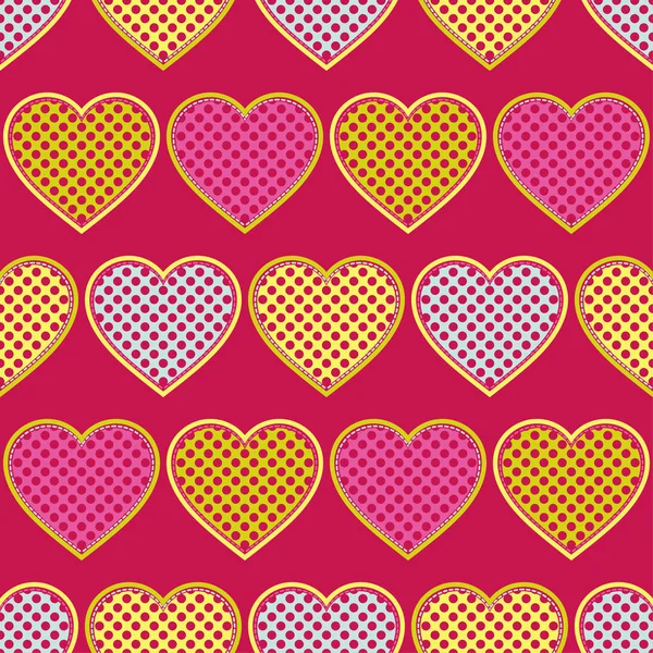 Kontur Taşlarla Dekoratif Kalplerinde Seamless Modeli Sevgililer Günü Vektör Çizim — Stok Vektör