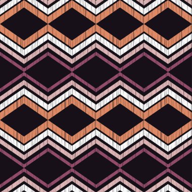 Zikzaklar eski doku ile şekiller. Son moda dikişsiz desen tasarımlar. Vektör geometrik arka plan. Duvar kağıdı, tekstil, ambalaj, web sayfası arka planı davetiye, için kullanılabilir.