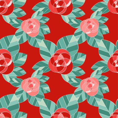 Dekoratif pembe gül pembe bir arka plan üzerinde ile Seamless modeli. Sevgililer günü. Vektör çizim. Duvar kağıdı, tekstil, davetiye, web sayfası arka planı için kullanılabilir.