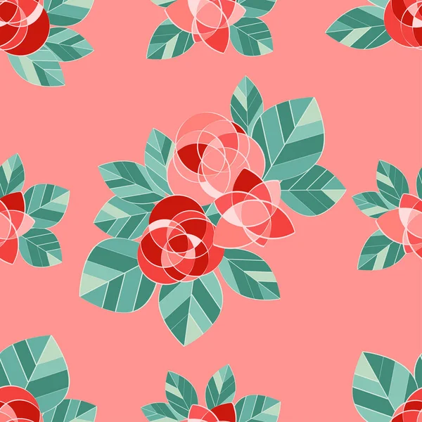 Seamless Pattern Decorative Pink Roses Pink Background Valentine Day Vector — Stock Vector