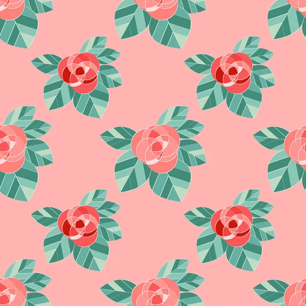 Patrón Sin Costuras Con Rosas Rosadas Decorativas Sobre Fondo Rosa — Archivo Imágenes Vectoriales