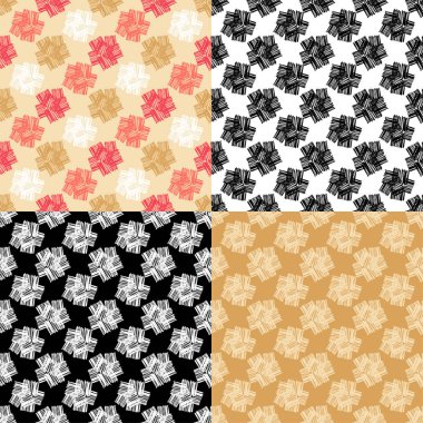 Karalama 4 seamless modeli kümesi. Dikkatsiz cızırtılı tükenmez veya kurşun kalem karalamalar. Vektör çizim. Duvar kağıdı, tekstil, ambalaj, web sayfası arka planı davetiye, için kullanılabilir.