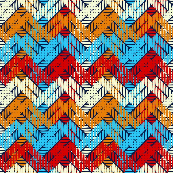 Boho 패턴입니다 줄무늬 지그재그의 모자이크입니다 전통적인 장식입니다 패턴입니다 모티브입니다 페이지 — 스톡 벡터