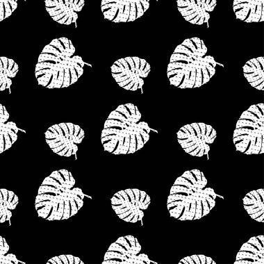Sorunsuz geçmiş ile dekoratif tropikal palmiye yaprakları. Monstera. Doku noktalı. Duvar kağıdı, tekstil, ambalaj, web sayfası arka planı davetiye, için kullanılabilir.