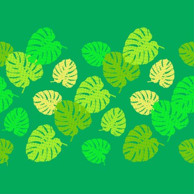 Sorunsuz geçmiş ile dekoratif tropikal palmiye yaprakları. Monstera. Doku noktalı. Duvar kağıdı, tekstil, ambalaj, web sayfası arka planı davetiye, için kullanılabilir.