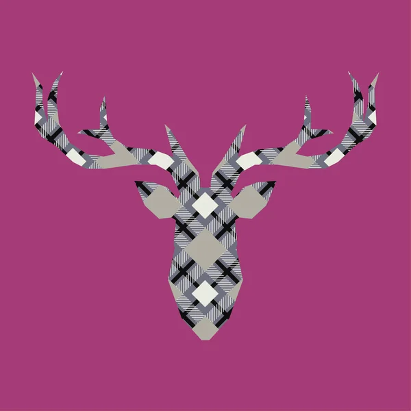 Deer Head Plaid Texture Tartan Scottish English Fabric Vector Illustration — Stock Vector