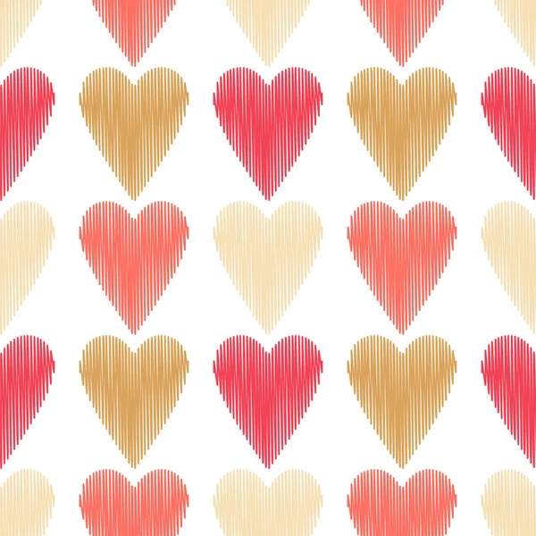 破線の質感を持つ装飾的な心とのシームレスなパターン バレンタインの日 ベクトルの図 テキスタイル 招待カード Web ページの背景に使用できます — ストックベクタ