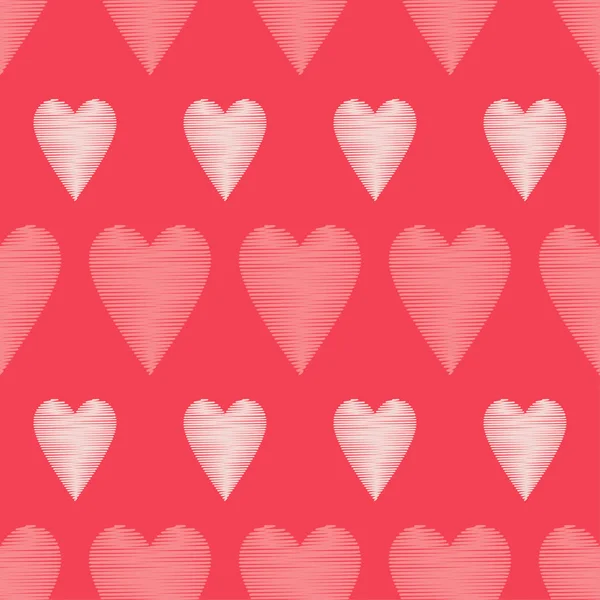Безшовний Візерунок Декоративними Сердечками Штриховою Текстурою День Святого Валентина Векторні — стоковий вектор