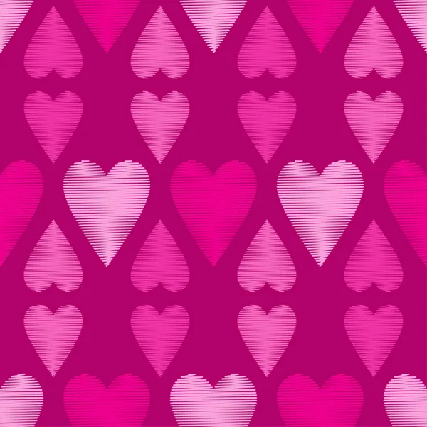 Nahtloses Muster Mit Dekorativen Herzen Mit Gestrichelter Textur Valentinstag Vektorillustration — Stockvektor