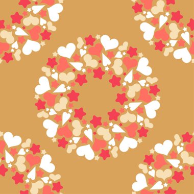 Dekoratif kalpleri ve yıldız ile Seamless modeli. Mandala. Kutsal görüntü. Sevgililer günü. Vektör çizim. Duvar kağıdı, tekstil, davetiye, web sayfası arka planı için kullanılabilir.