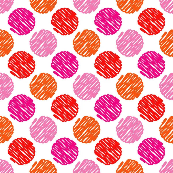 Polka Dot Naadloze Patroon Mozaïek Van Geschilderde Lijnen Cirkels Geometrische — Stockvector