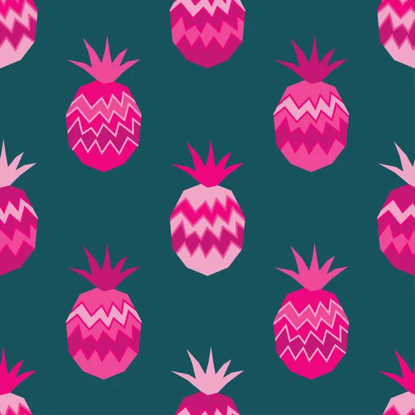 Seamless Pattern Decorative Pineapple Polygons Cute Cartoon Summer Garden Vector — Stock Vector