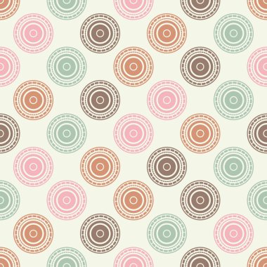 Polka dot seamless modeli. Mozaik daireler, çizgiler ve noktalar. Geometrik arka plan. Duvar kağıdı, tekstil, davetiye, web sayfası arka planı için kullanılabilir.