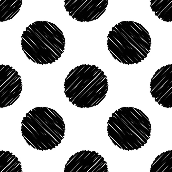 Polka Dot Seamless Pattern Мозаика Кругов Штриховой Текстурой Геометрический Фон — стоковый вектор