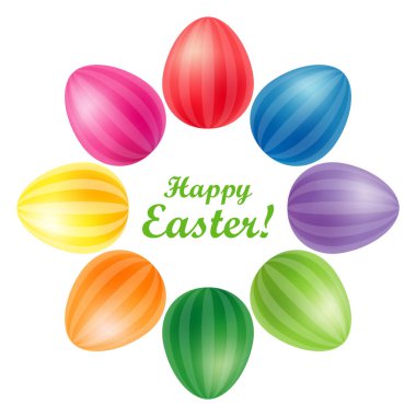 Renkli Paskalya yumurtaları. Gerçekçi illüstrasyon. Mutlu Paskalyalar! Tatil arka plan. Duvar kağıdı, tekstil, ambalaj, web sayfası arka planı davetiye, için kullanılabilir.