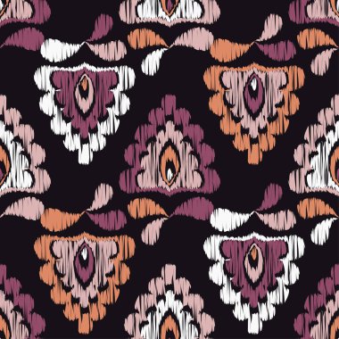 Etnik boho seamless modeli. Ikat. Çiçekler. Geleneksel süs. Geometrik arka plan. Halk motif. Duvar kağıdı, tekstil, ambalaj, web sayfası arka planı davetiye, için kullanılabilir.