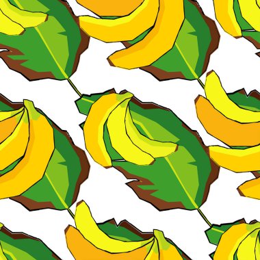 Muz yaprakları ve muz ile sorunsuz vektör çiçek yaz desen. Yağmur ormanları. Duvar kağıdı, tekstil, ambalaj, web sayfası arka planı davetiye, için kullanılabilir.