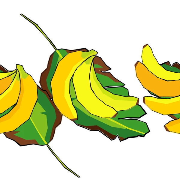 Padrão Verão Floral Vector Sem Costura Com Folhas Banana Bananas — Vetor de Stock
