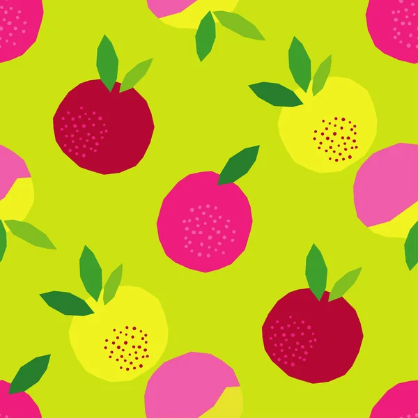 Fondo Vectorial Sin Costuras Con Manzanas Decorativas Colores Con Hojas — Archivo Imágenes Vectoriales