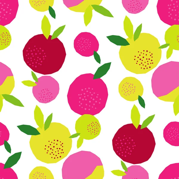 Fondo Vectorial Sin Costuras Con Manzanas Decorativas Colores Con Hojas — Vector de stock