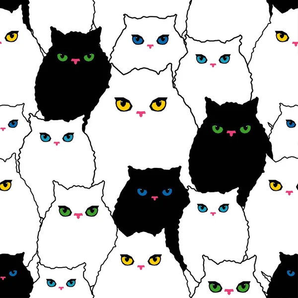 Patrón Sin Costuras Con Gatos Decorativos Graciosos Gatos Encantadores Pinceladas — Vector de stock