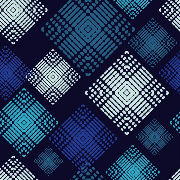 Vzor Bezešvé Etnické Boho Tvary Bodů Pixelů Patchwork Texturu Tkaní — Stockový vektor