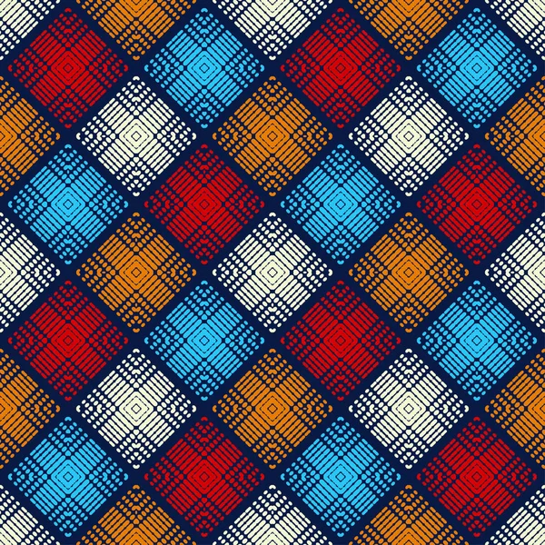 Etnische Boho Naadloze Patroon Vormen Van Punten Pixels Patchwork Patroon — Stockvector