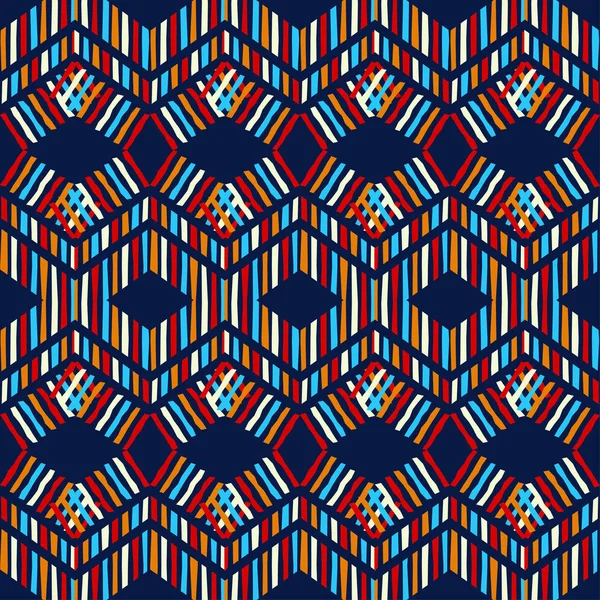 Patrón Étnico Boho Sin Costuras Textura Patchwork Tejiendo Adorno Tradicional — Vector de stock