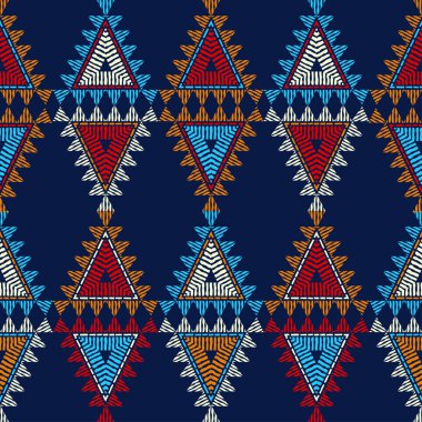 Etnik boho seamless modeli. Mozaik üçgen. Patchwork doku. Dokuma. Geleneksel süs. Kabile desen. Halk motif. Duvar kağıdı, tekstil, ambalaj, web sayfası arka planı davetiye, için kullanılabilir.